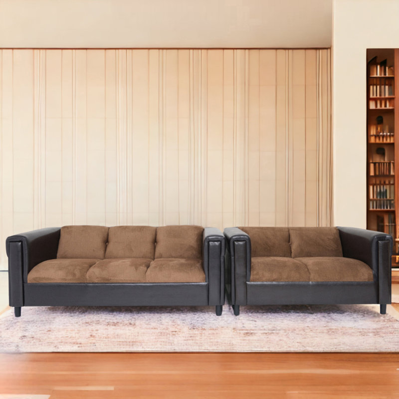 Ensemble de causeuse et canapé moderne en similicuir et chenille pour salon, ensembles de canapé décoratifs pour le salon, avec structure en bois massif