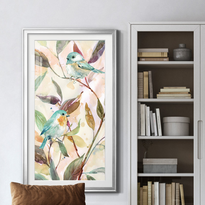 Bird Sanctuary I - peinture encadrée, Argent, H 14,5 po x l 26,5 po x P 1,5 po