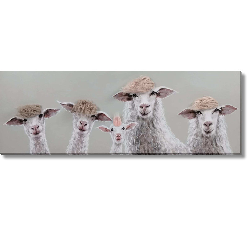 Sheep Salon: Eccentric Flock Canvas Wall Art - 20" x 60"