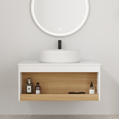 Ensemble de meuble-lavabo flottant 30 po - Design mural peu encombrant avec vasque