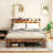 Queen Bed Frame, Wood Platform With Storage Led Headboard And Charging, Noise - Function, No Box Spring, Easy Assembly Task, Big Under Storage, Dark Brown Frame In Size 2 Outlets, Silent Working-2047150161