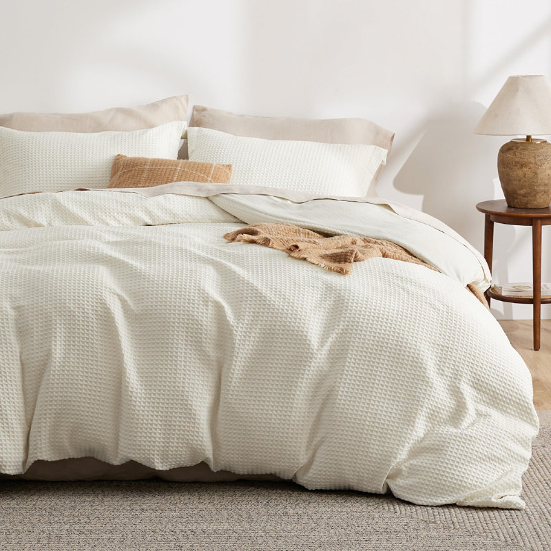 Housse de couette Gaufré, Housse de couette et insert pour grand lit + 2 tai