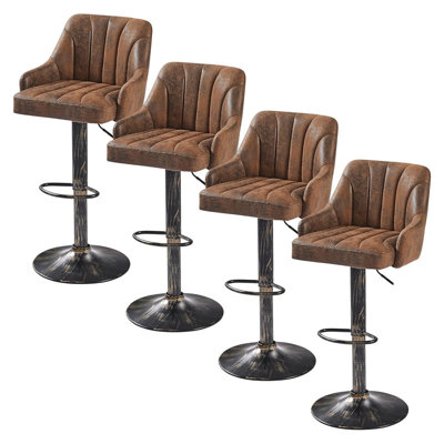 Bar Stools Set of 4Counter Height Stools with Back and Arm Kitchen Island Stools Swivel PU Chairs