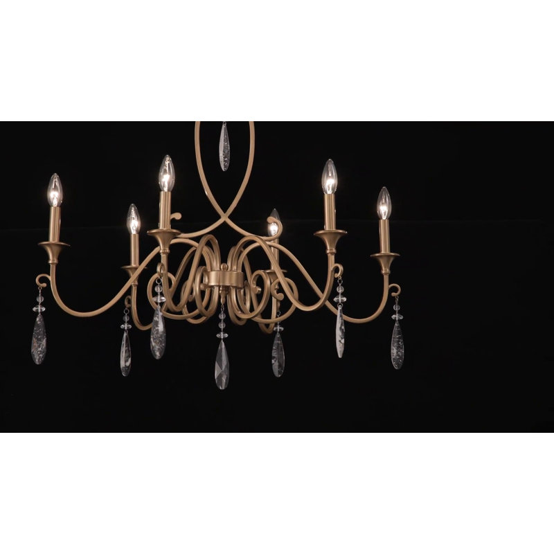 Fairchild Warm Brass 6-Light Chandelier with Crystal Drops