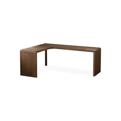 Bureau en bois massif en L noyer clair