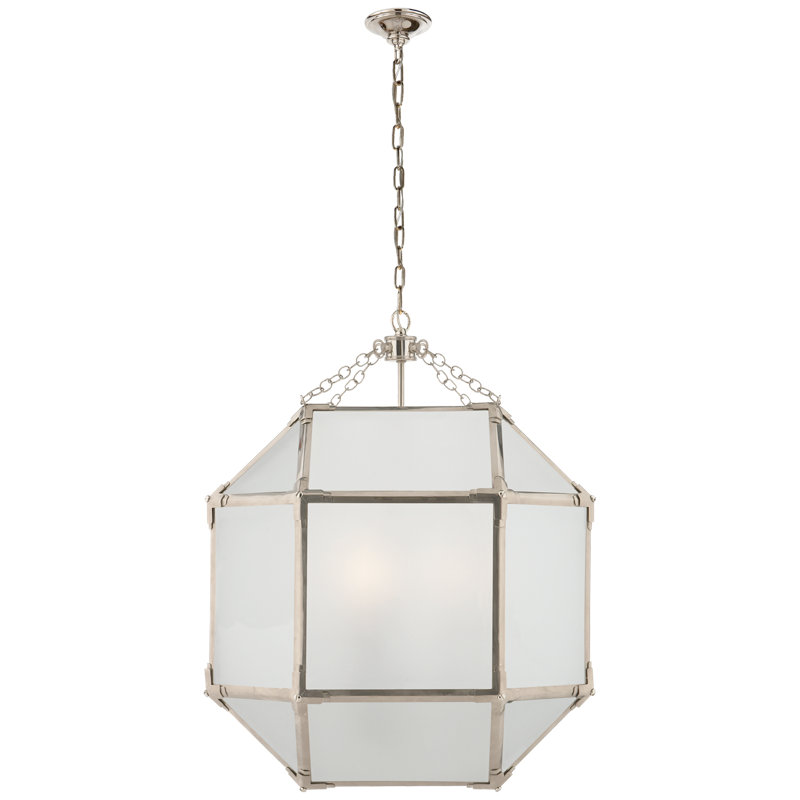 Suzanne Kasler Morris Small Lantern, 26" H x 18.5" W x 18.5" D, Gray, Polished Nickel