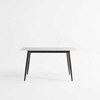 Large Rectangular Table With Strong Metal Base Modern Stone Dining Table For Kitchen 1.6M