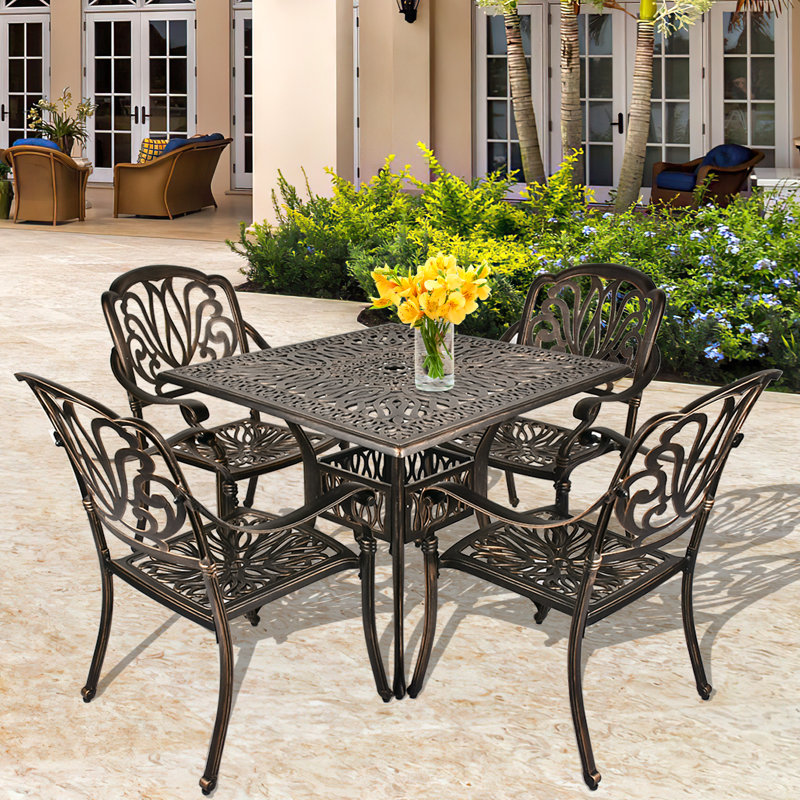 Leasure 4 - Person Patio Dining Set with Square Table