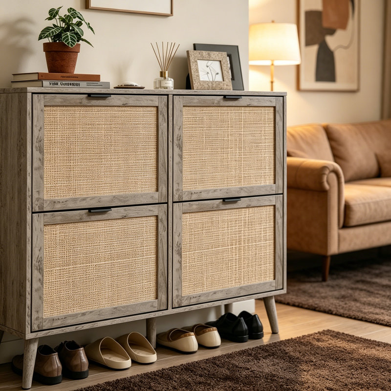 Armoire, armoire d'appoint, armoire d'entrée, armoire de rangement en bois, armoire de rangement pour chaussures 24 paires