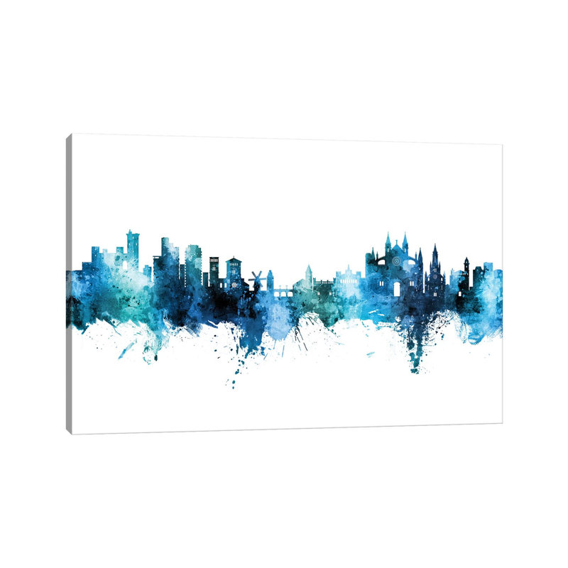 Palma De Mallorca Skyline Blue Teal by Michael Tompsett - Wrapped Canvas Gallery-Wrapped Canvas Giclée