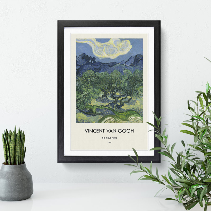 The Olive Trees by Vincent Van Gogh - Picture Frame Painting, Black Framed, 65cm H x 48cm W x 2cm D