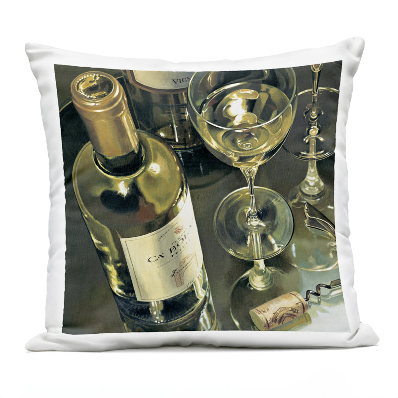 Coussin d'extérieur imprimé Elegant Wine Still Life, design par Stefano Ferreri