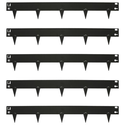 Harbour Housewares 5pc Steel Lawn Edging Set - 5m x 8cm - Black