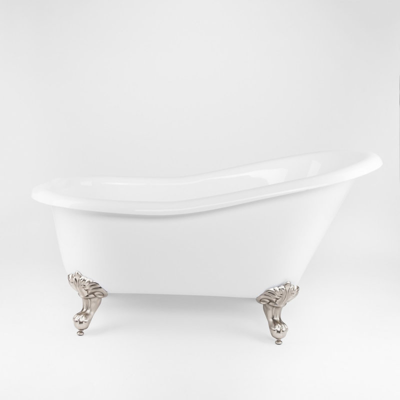 Baignoire de trempage sur pattes 28 po Aurora, Nickel brossé, Non inclus, H 30,62 po x L 57 po x L 28 po