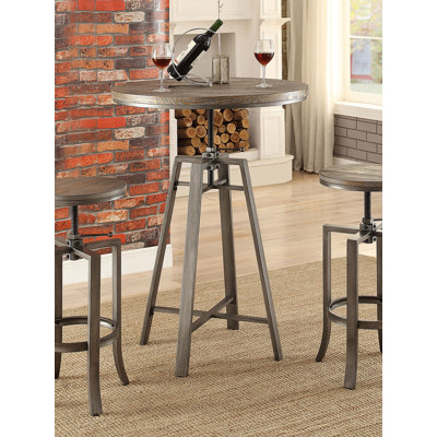 Bartlett Round 32-Inch Adjustable Bar Table Brushed Nutmeg