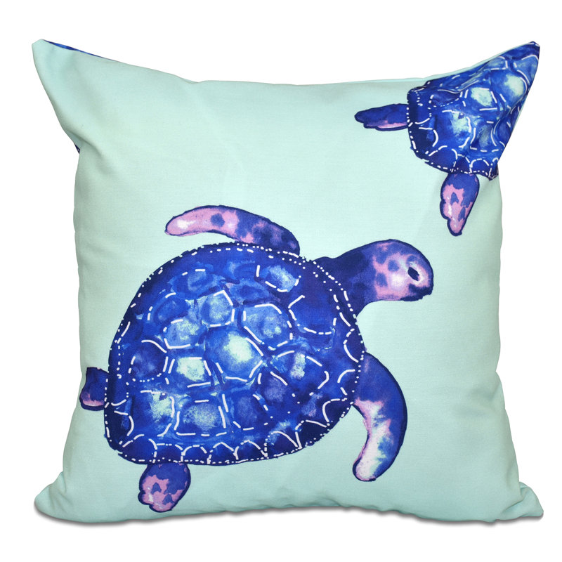 Housse de coussin carrée Turtle Tales, Aqua, H 20 po x l 20 po