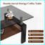 Table basse de salon en verre trempé gris - facile à nettoyer, rangement en panneau de fibres à densité moyenne, pieds en fer durable, capacité de 220 lb-1079612223-1079612222