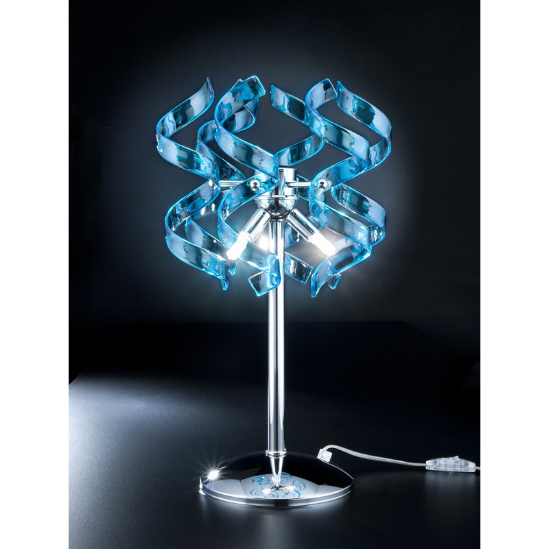 Astro Metal Novelty Lamp, Blue Glass, Chrome