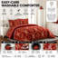 Printed Bedspreads 3 Piece Trendy Burgundy Comforter Bed Throw with Matching Pillow Shams-114397920