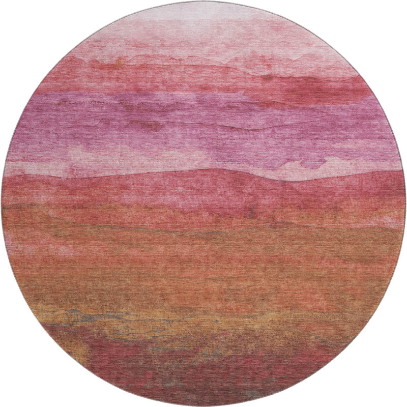 Premium Machine Washable Mehara AMF1699 Stripes Rug, Round 8'