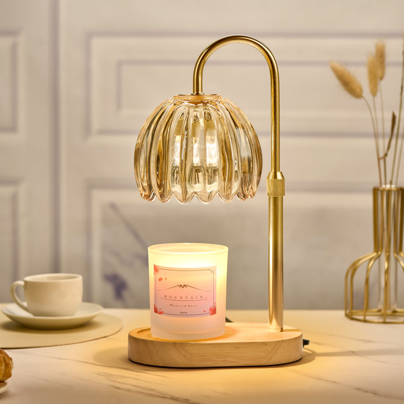 Candle Warmer Lamp with Timer Dimmer Adjustable Height for Home, Gold