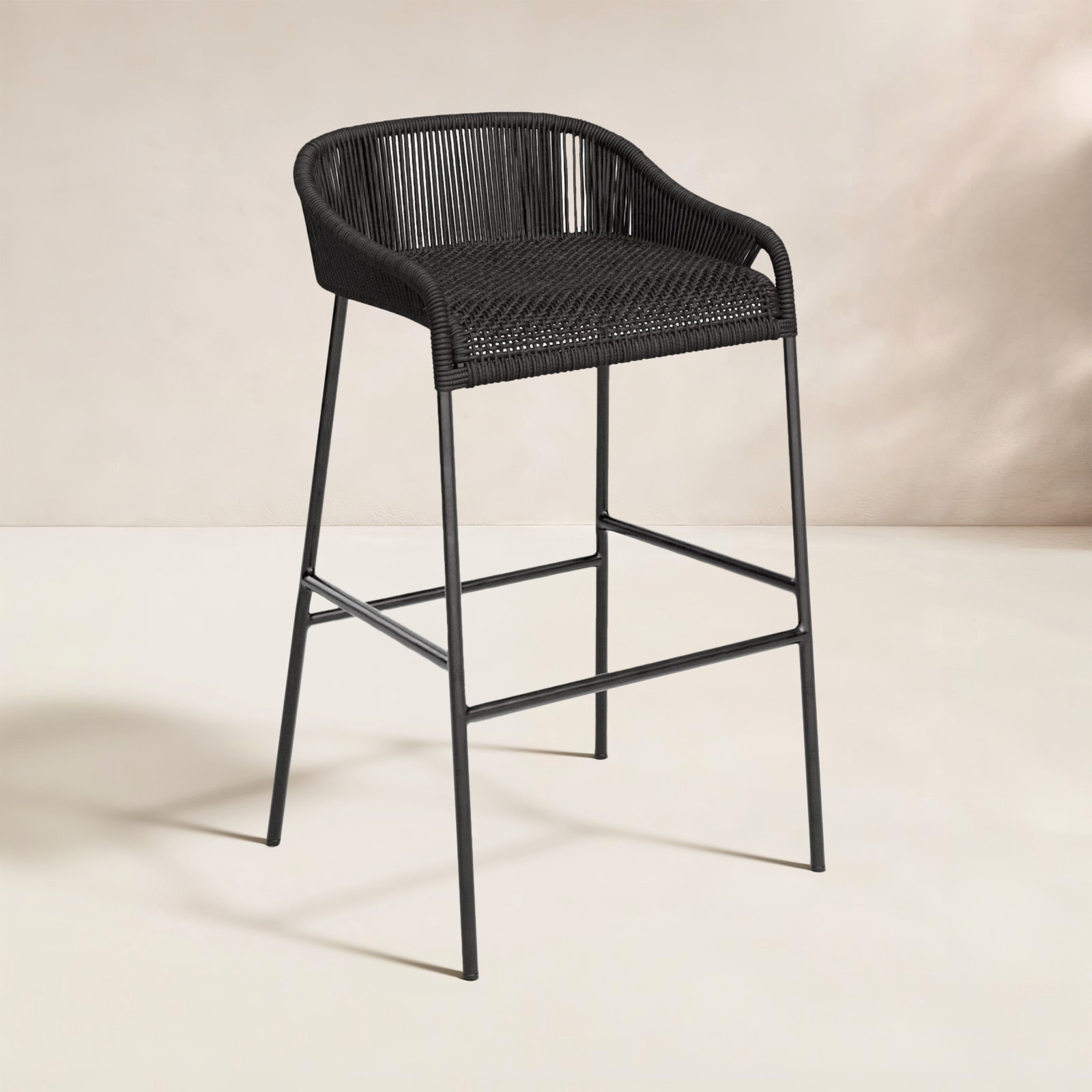 Belmont Patio Bar Stool, Black, 28" H