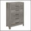 Commode 1 pièce à finition grise rustique avec tiroirs de rangement et meubles de chambre à coucher en métal noir