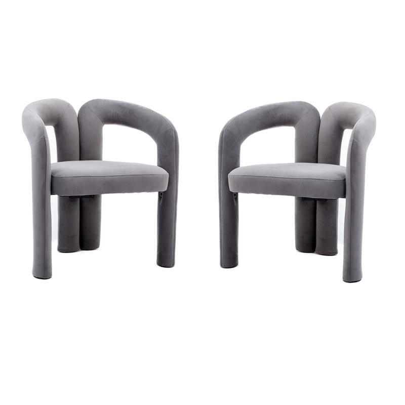 Ensemble confortable de chaises d'appoint rembourrées en velours pour divers espaces, Grey