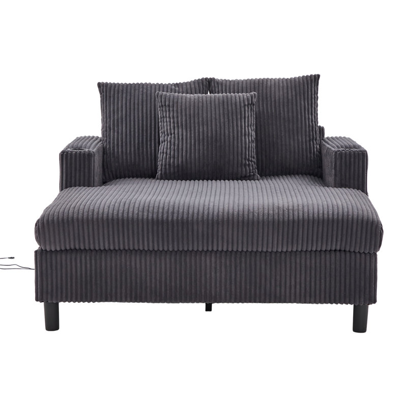 Chaise longue multifonctionnelle rembourrée, Gris foncé