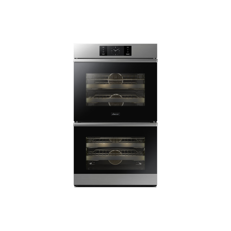 30" Double Wall Oven Steam, Contemporary, Silver Stainless