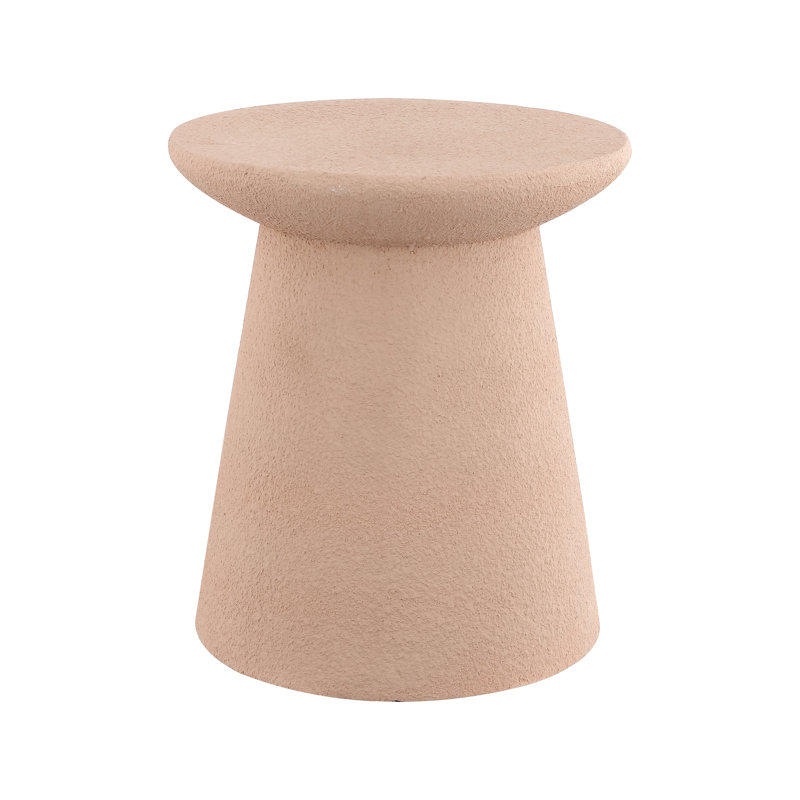 Table d'appoint intérieure / extérieure en polyrésine givrée rose 18 po Hollie, table d'appoint et tabouret ronds texturés toutes saisons