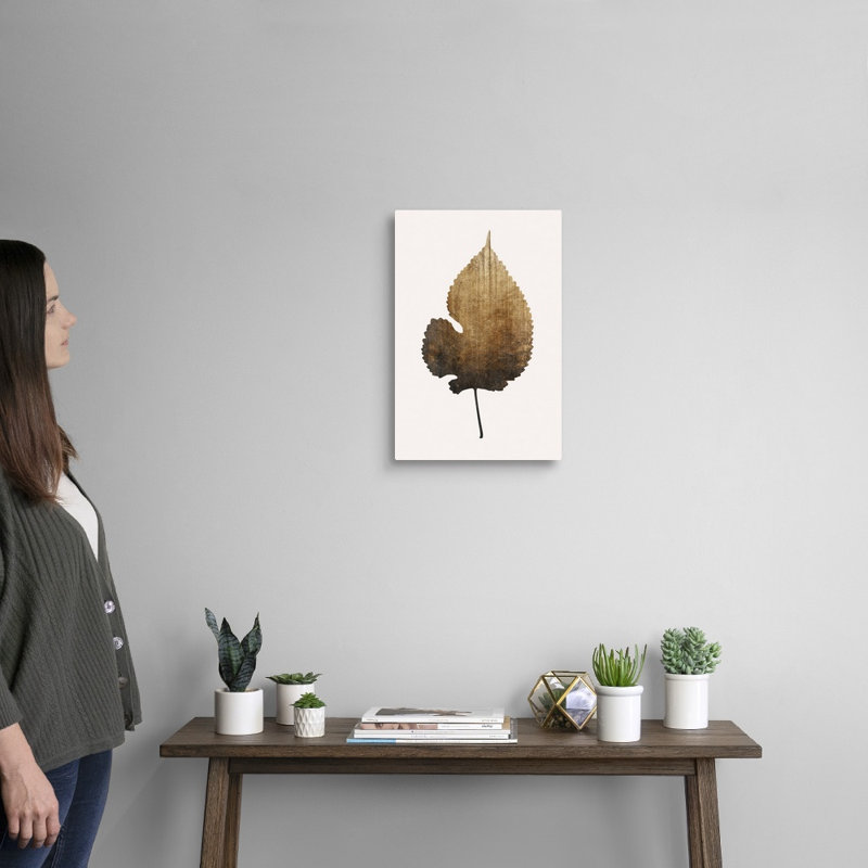 «Golden Leaf», art mural sur toile, Toile tendue, H 18 po x l 12 po