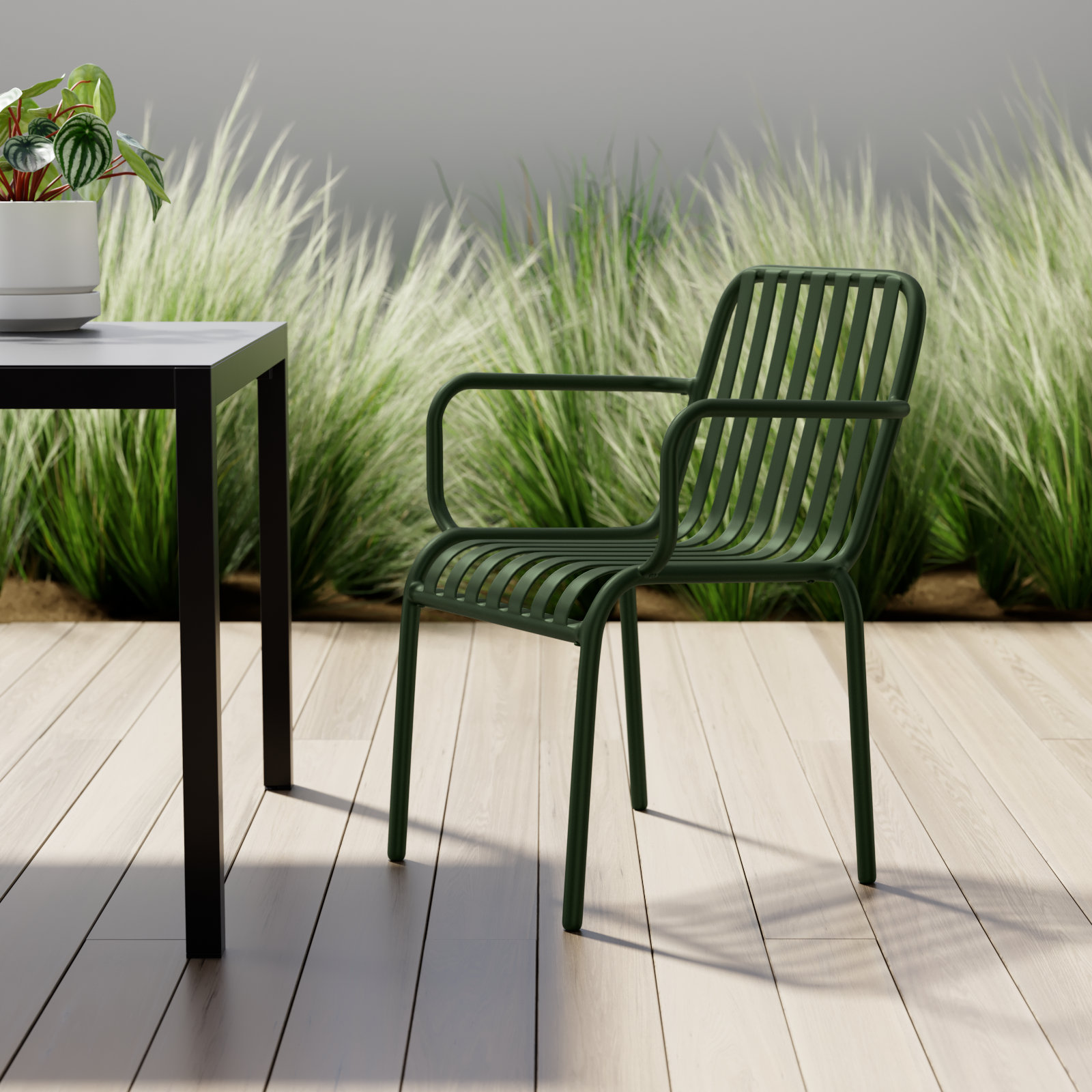 Abra Patio Dinning Chair, Dark Green