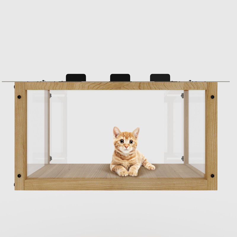 Perchoir pour fenêtre de chat, et, convient aux fenêtres suspendues simples, fabrication en bois massif, vue panoramique à 360 ° pour les chats d'intérieur imperméables à regarder les oiseaux, conception, ouverture minimale de 14 pouces, panneaux en acrylique transparent,
