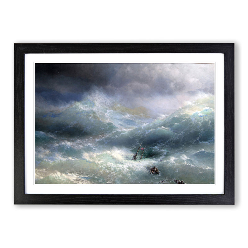 The Wave by Ivan Aivazovsky - Picture Frame Painting, 36cm H x 48cm W x 2cm D, Black
