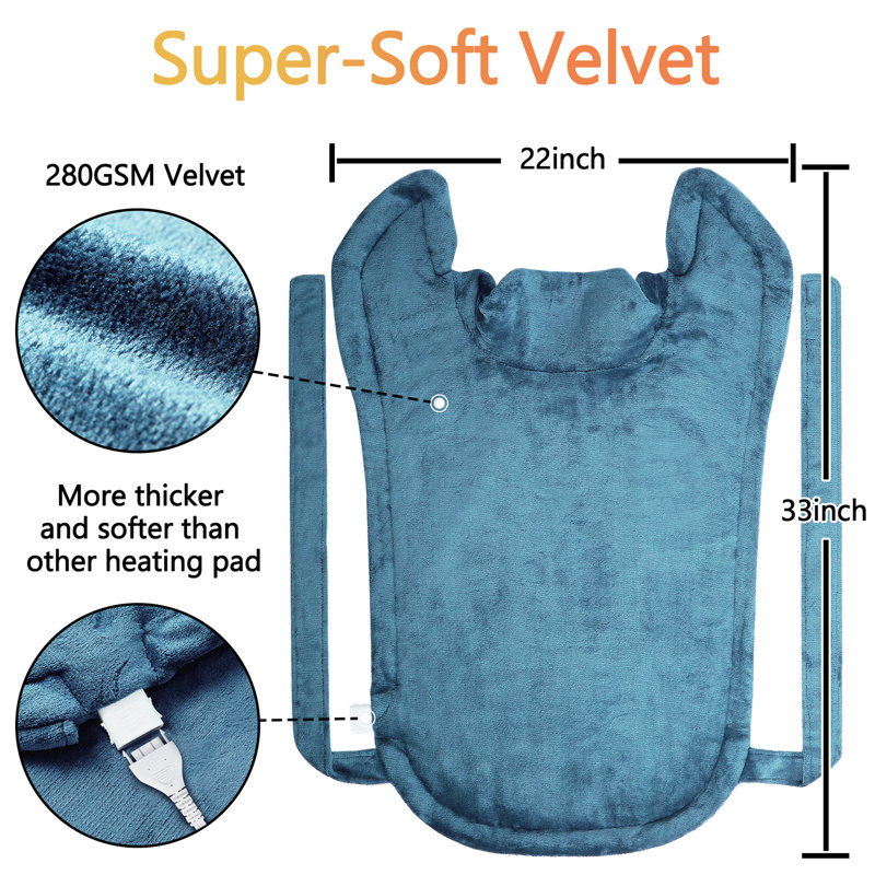 Weighted Large Electric Heating Pad for Back Neck Shoulder Pain Relief, 22"x33", 4 Heat Levels, 2H Auto Shutoff, Fast Heating