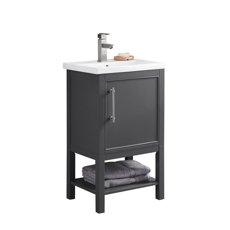Ensemble de meuble-lavabo simple 20 po Jewell, Gris foncé / nickel brossé