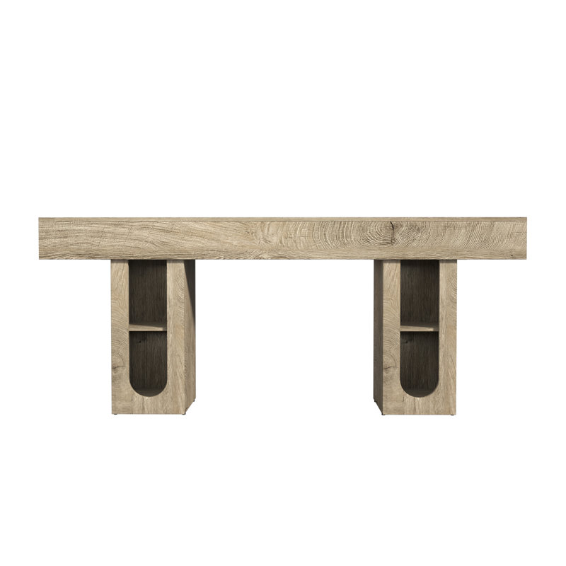 Console 63 po de long avec prise de courant, 31.5" H x 62.99" W x 13.78" D, Natural