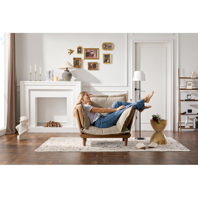 Fauteuil d'appoint surdimensionné en chenille de style moderne avec méridienne simple pour salon, chambre à coucher
