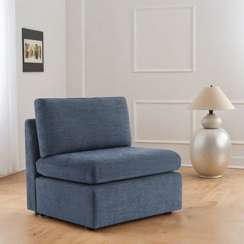 Winfree 34'' Upholstered Armless Chair For Sectional Sofa, Blue