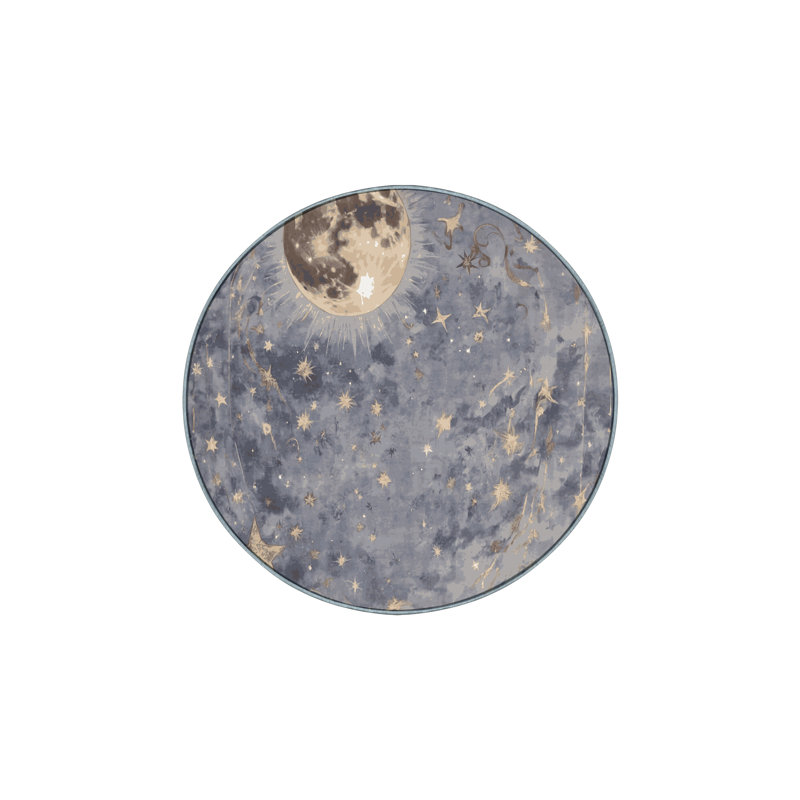 Tapis bleu lavable à la machine, Rond 5 pi