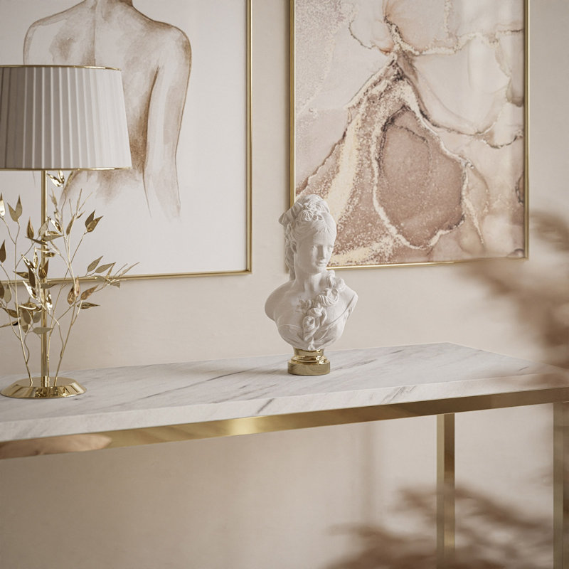Claborn Stone Top Console Table, 80cm H x 100cm W x 30cm D , Levanto Marble