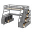 Lit mezzanine avec tiroirs, tablettes et bureau-289469604