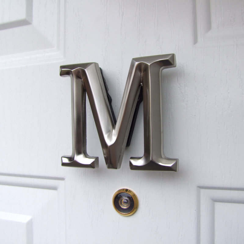 Letter Monogram Door Knocker, Nickel, M