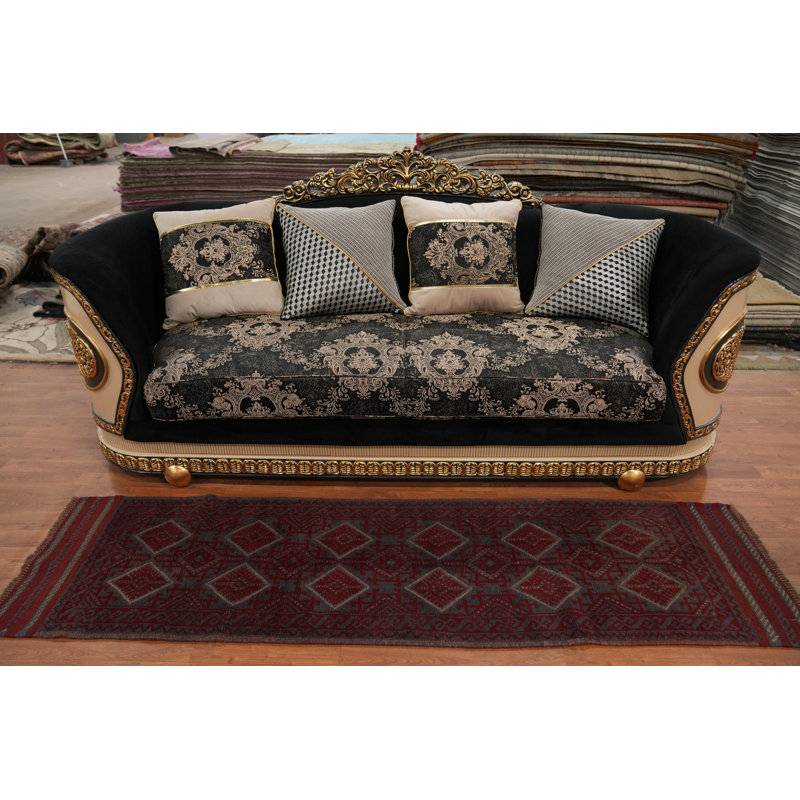 Tapis de couloir afghan à motif géométrique 2 x 8