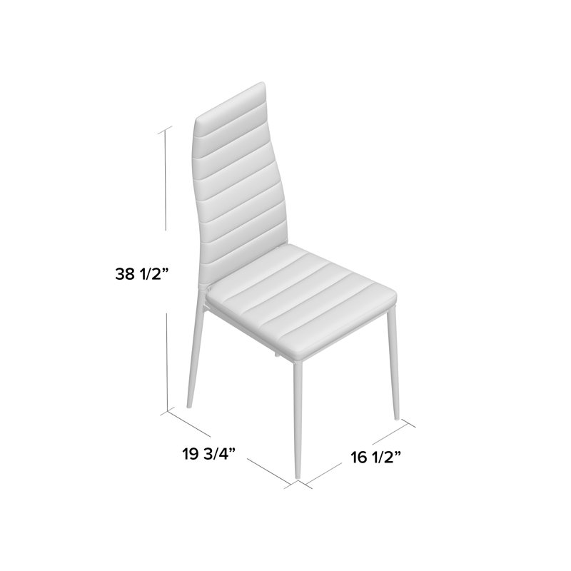 White Faux Leather Tufted Upholstered Side Chair with Metal Legs