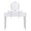 Bureau de coiffeuse de luxe avec miroir rond, hauteur réglable, ensemble de coiffeuse, 4 tiroirs et tabouret, argent-1440292900