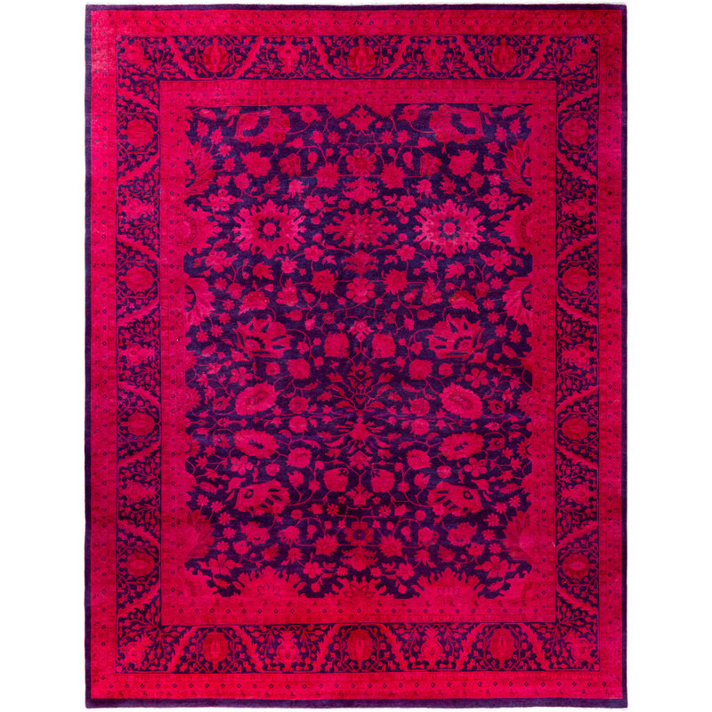 Tapis rose en laine noué à la main Cribb 9 pi 2 po x 11 pi 9 po