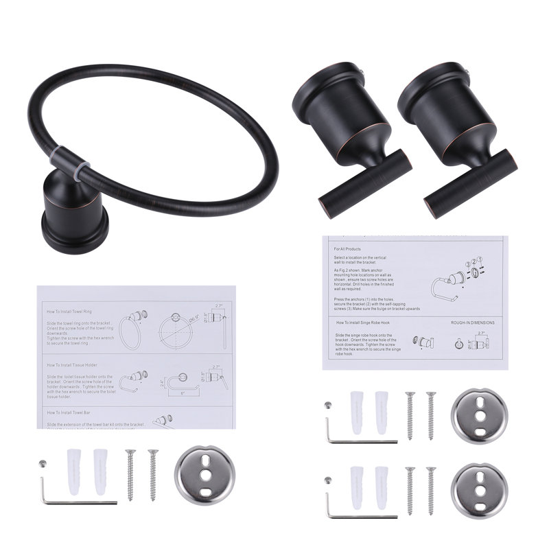 Oil Rubbed Bronze 3-Piece Metal Bathroom Hardware Set