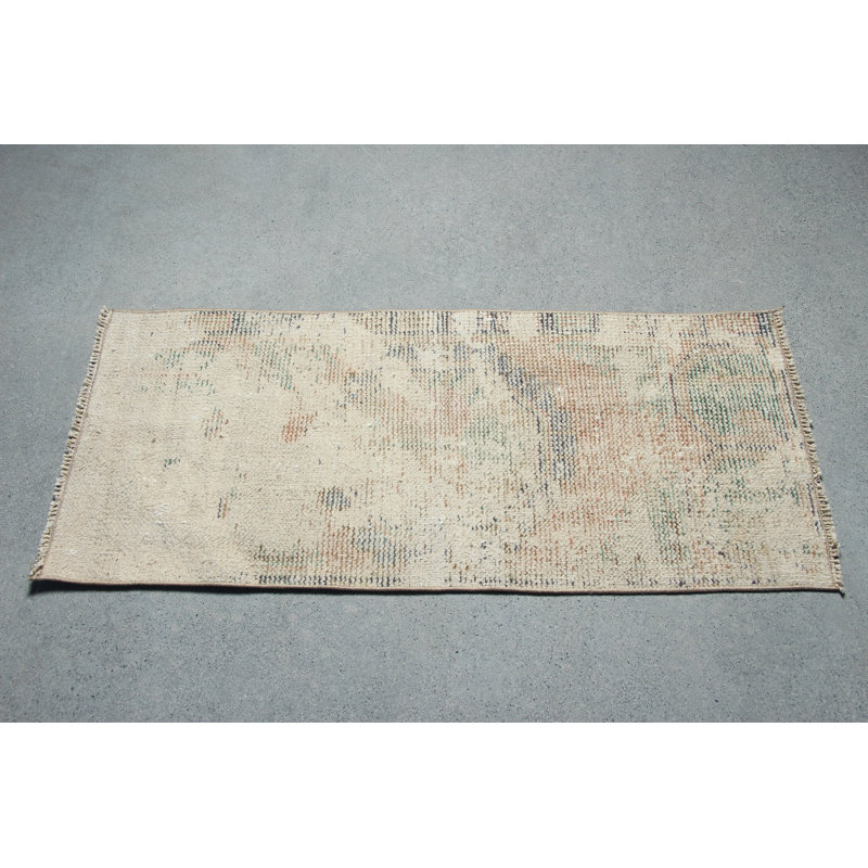 Vintage Orange Wool Turkish Oushak Small Rug Ideal for Eclectic Home Decor and Perfect as a Door Mat or Entry Floor Rug